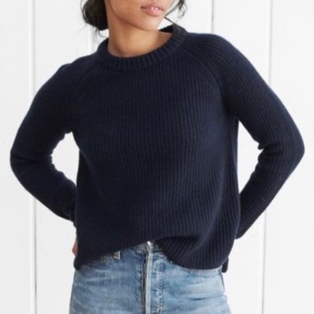 Jenni Kayne 100% Cashmere Navy Fisherman Sweater | Sz S